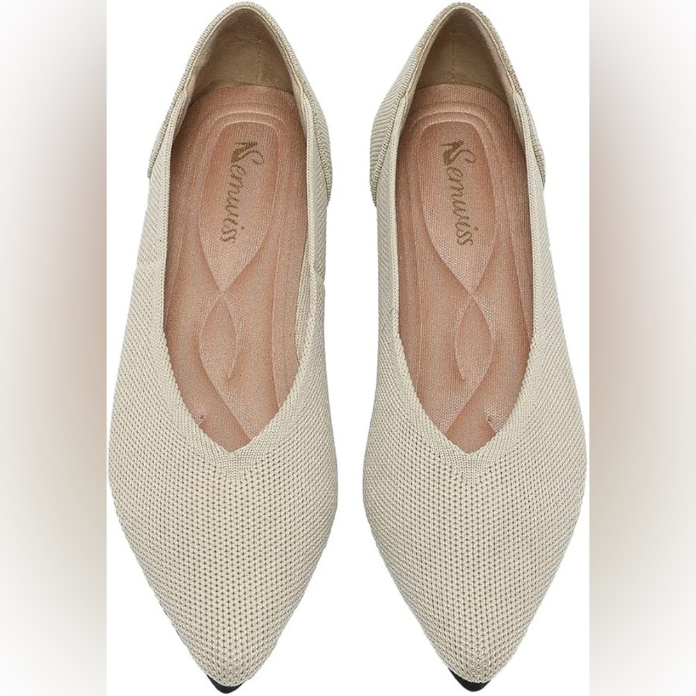 Semwiss Minimalist Knit Washable Ballet Flats Pointed Toe Neutral Work Slip on 7